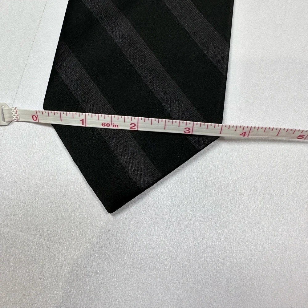 BLACK BROWN 1826 Black Striped Silk Tie